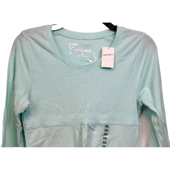 Y2K Limited Too Light Teal T-Shirt sz 18 Jr Pre-Teen Retro Empire Waist Bow NEW - Picture 2 of 5